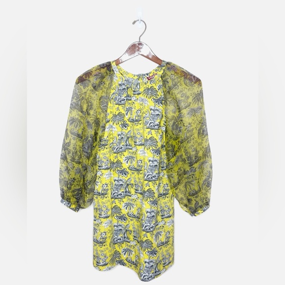 STAUD - Butter Yellow Garden Toile Puff Sleeve Mini Dress - Medium - Gorgeous - Picture 5 of 16